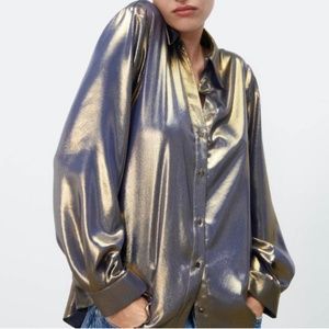 NWT Zara Liquid Gold Shirt  Sz. L